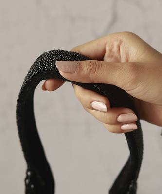 Black suede potli with handle 5