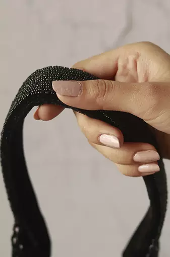 Black suede potli with handle