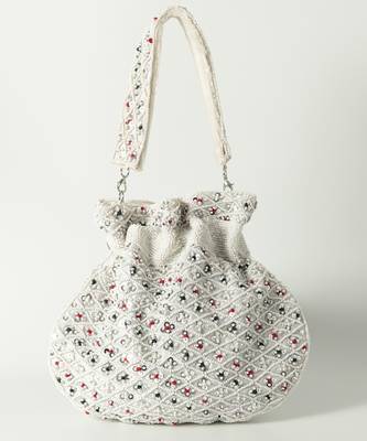 Suede white potli bag with handle 2