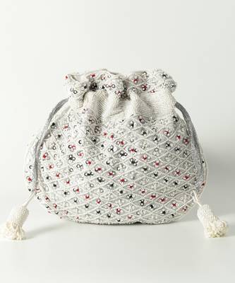 Suede white potli bag with handle 4