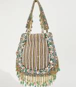 Multicolor suede potli bag with handle