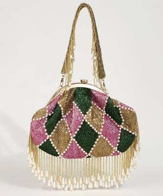 Multicolor suede embellished clutch 2