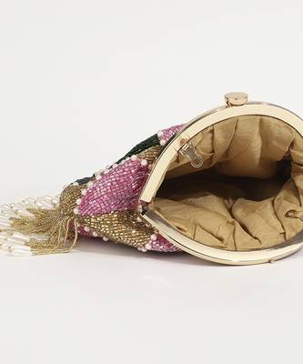 Multicolor suede embellished clutch 3