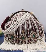 Red suede clutch with removablechain