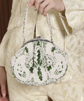 White suede hand embroidered clutch 5