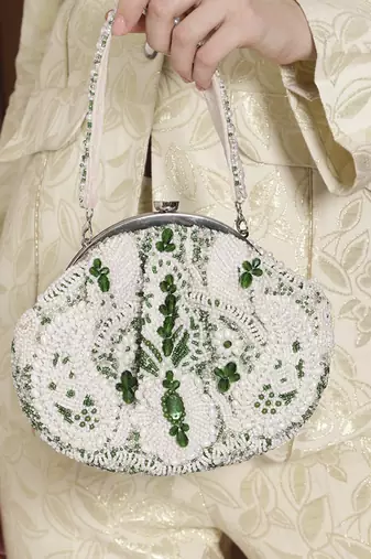 White suede hand embroidered clutch