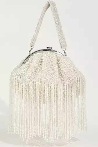 White suede embellished clutch