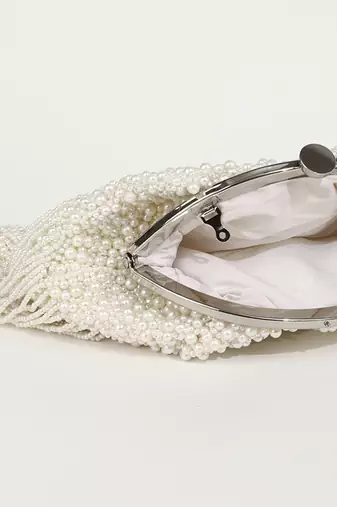 White suede embellished clutch