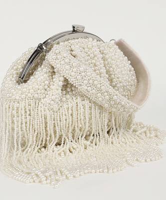 White suede embellished clutch 4