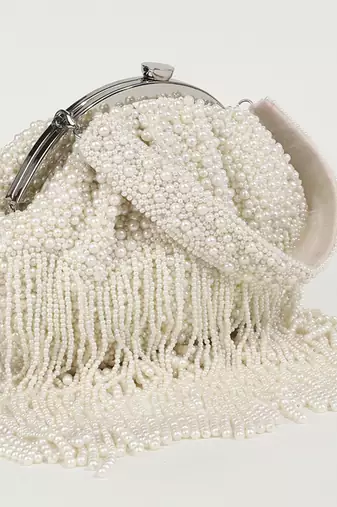 White suede embellished clutch