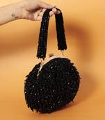 Black suede handcrafted batua bag