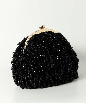 Black suede handcrafted batua bag 2