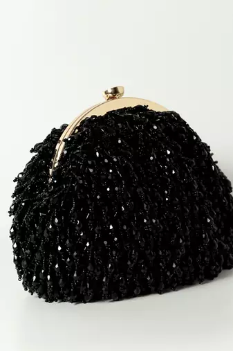 Black suede handcrafted batua bag