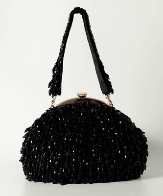 Black suede handcrafted batua bag 3