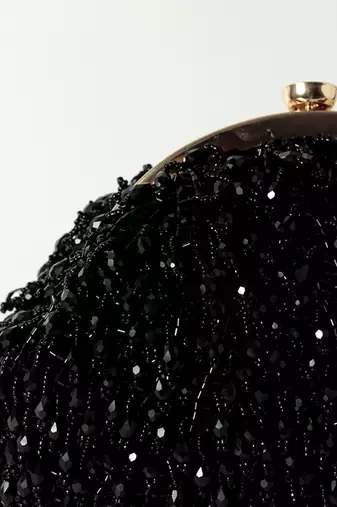 Black suede handcrafted batua bag
