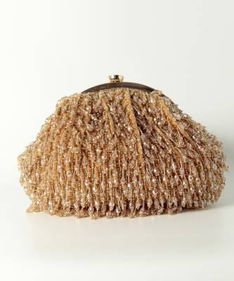 Gold suede handcrafted batua bag 3