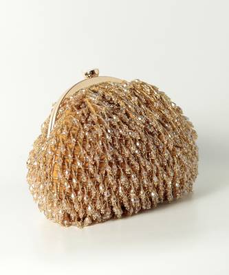 Gold suede handcrafted batua bag 4