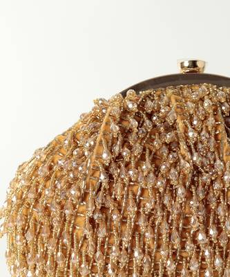 Gold suede handcrafted batua bag 5