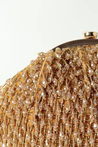 Gold suede handcrafted batua bag