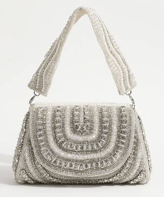 White suede clutch bag for women 1