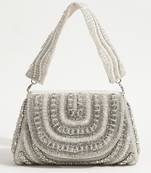 White suede clutch bag for women