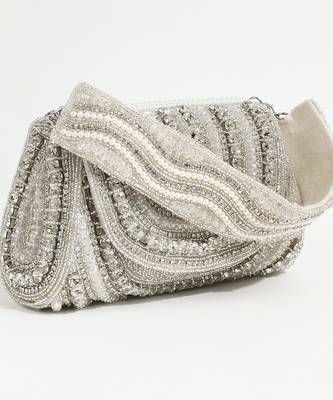White suede clutch bag for women 2