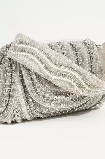 White suede clutch bag for women