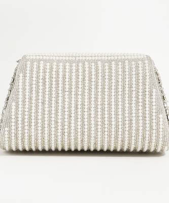 White suede clutch bag for women 3
