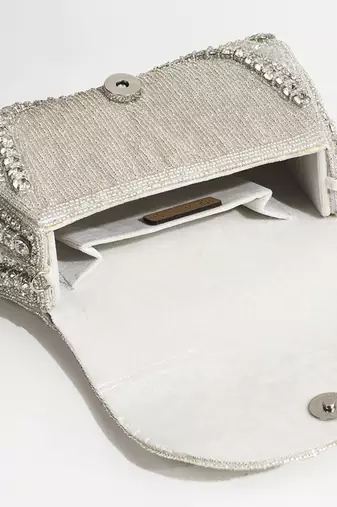 White suede clutch bag for women