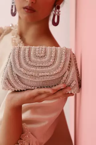 White suede clutch bag for women