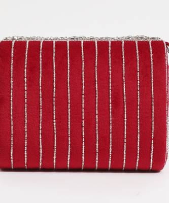 Red suede embellished clutch bag 2