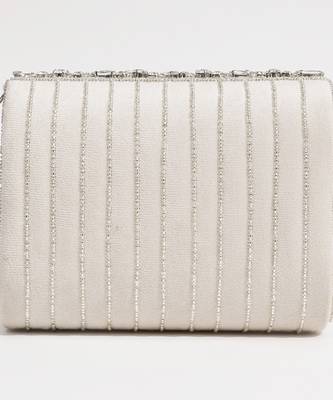 White suede embellished clutch bag 2