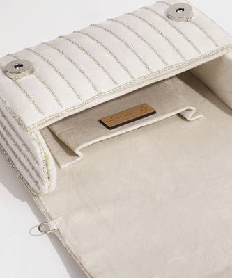 White suede embellished clutch bag 3