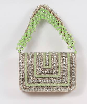 Green suede embellished flap over clutch bag 2