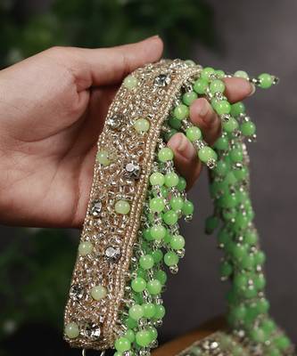 Green suede embellished flap over clutch bag 5