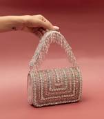 Pink suede embellished flap over clutch bag