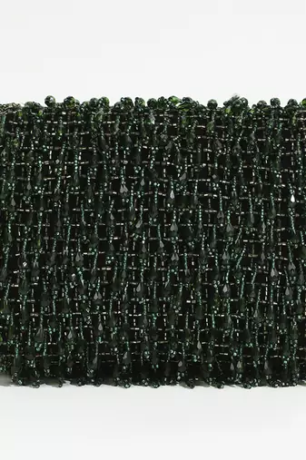 Green suede beaded flap over clutch bag