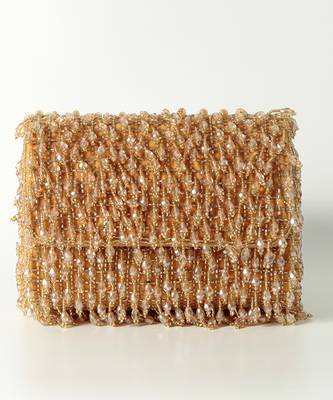 Gold suede beaded flap over clutch bag 3