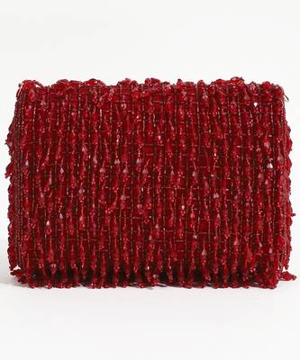 Red suede beaded flap over clutch bag 2