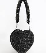 Black suede mini heart bag
