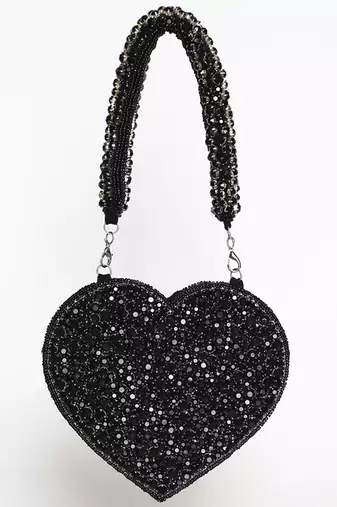 Black suede mini heart bag