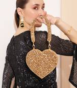 Gold suede mini heart bag