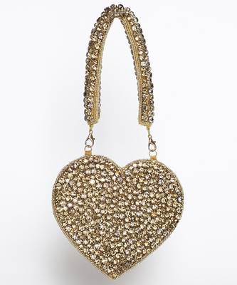 Gold suede mini heart bag 3