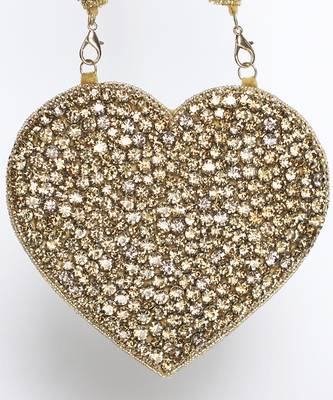 Gold suede mini heart bag 4
