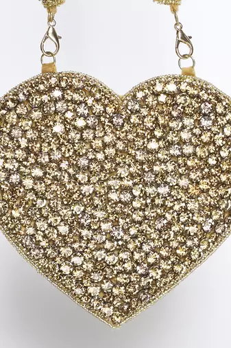 Gold suede mini heart bag
