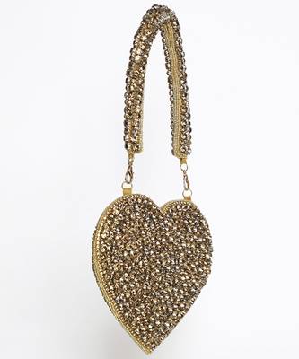 Gold suede mini heart bag 5