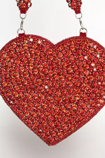 Red suede mini heart bag