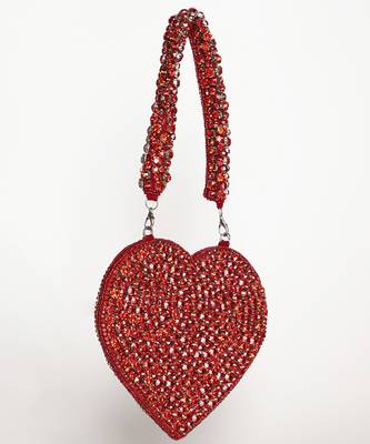 Red suede mini heart bag 3