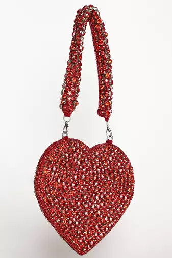 Red suede mini heart bag