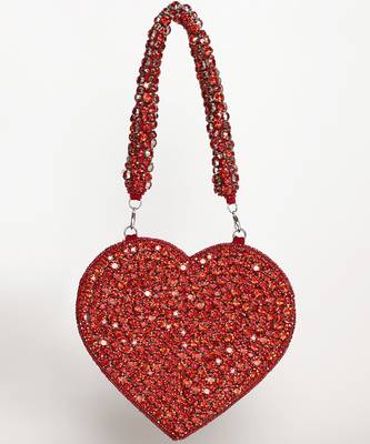 Red suede mini heart bag 4